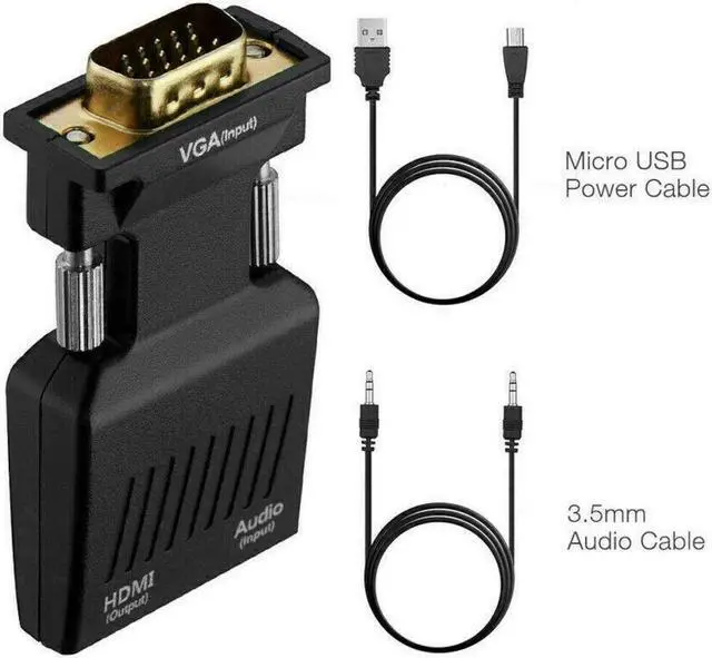 Alt view image 2 of 7 - VGA to HDMI Adapter with Audio PC to TV Monitor Projector Active Converter 1080P