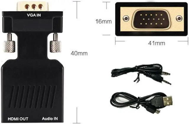 Alt view image 6 of 7 - VGA to HDMI Adapter with Audio PC to TV Monitor Projector Active Converter 1080P