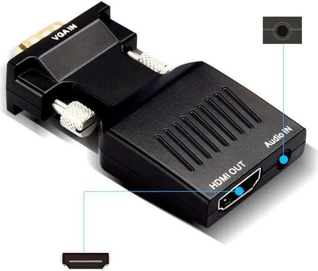 Alt view image 7 of 7 - VGA to HDMI Adapter with Audio PC to TV Monitor Projector Active Converter 1080P