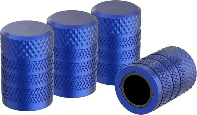 Main image of JacobsParts Tire Valve Stem Caps, Blue, 4 pcs/Pack, Anodized Aluminum Tire Valve Cap Set, Corrosion Resistant, Universal Stem Covers for Cars Trucks Motorcycles SUVs and Bikes