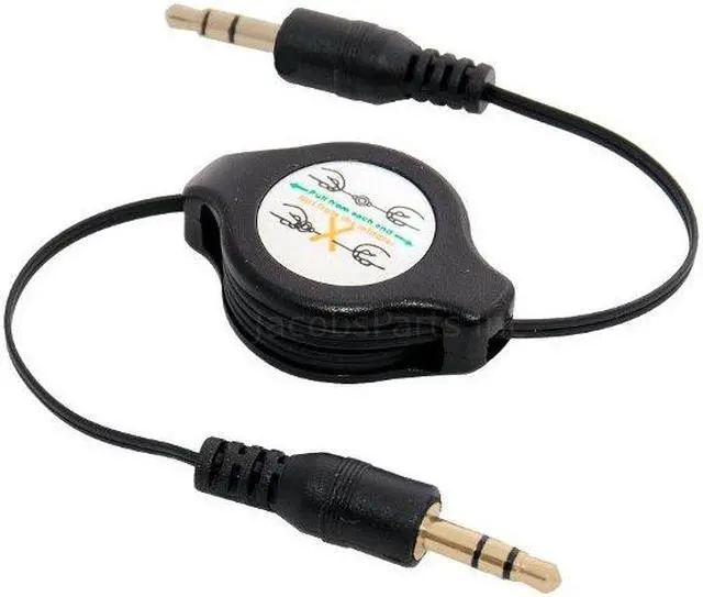 Main image of Black Retractable 3.5mm 1/8" AUX Auxiliary Cable Cord for Tablet Phone