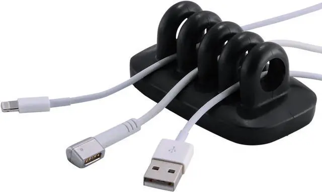 Main image of Cable Clip Holder Weighted Desktop Cord Management Fixture (Black)
