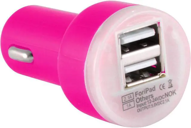 Main image of Dual USB 2 Port Car Charger DC Adapter for Samsung Motorola Android, Hot Pink
