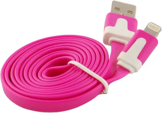 Main image of Flat Tangle-Free USB Data Sync Charging Cable for iPhone Hot Pink