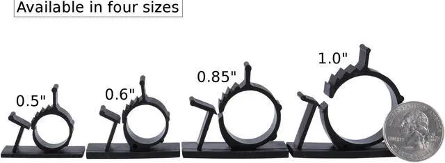Alt view image 3 of 3 - JacobsParts V1 Adhesive Cable Management Clips, 1.0 Inch Adjustable Clamp, Black (25 Pack)