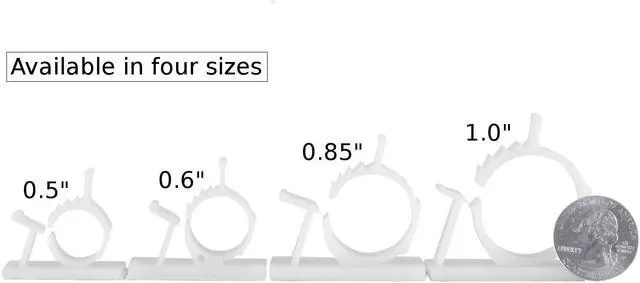 Alt view image 3 of 3 - JacobsParts V1 Adhesive Cable Management Clips, 1.0 Inch Adjustable Clamp, White (25 Pack)