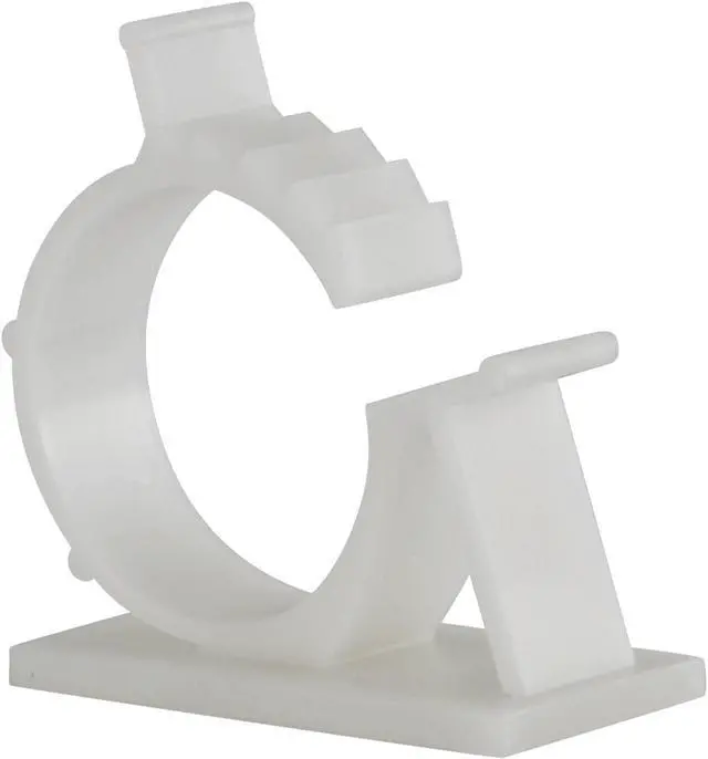 Main image of JacobsParts V1 Adhesive Cable Management Clips, 1.0 Inch Adjustable Clamp, White (25 Pack)