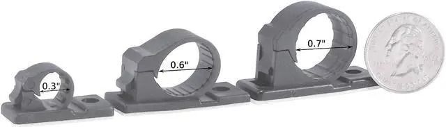 Alt view image 4 of 4 - 25x Adhesive Cable Management Clips Fixed Clamp w/ Screw Mount Hole, Medium 0.6"