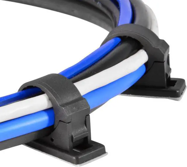 Alt view image 3 of 4 - 25x Adhesive Cable Management Clips Fixed Clamp w/ Screw Mount Hole, Medium 0.6"