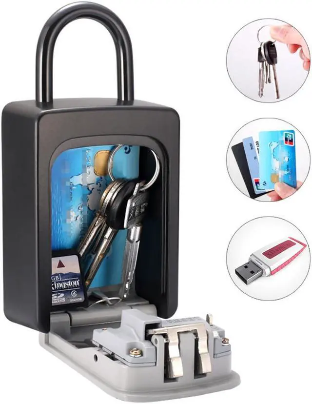 Alt view image 3 of 6 - Lock Box Over-the-knob Door Handle Security Safe 4-Digit Combo 6 Key Waterproof