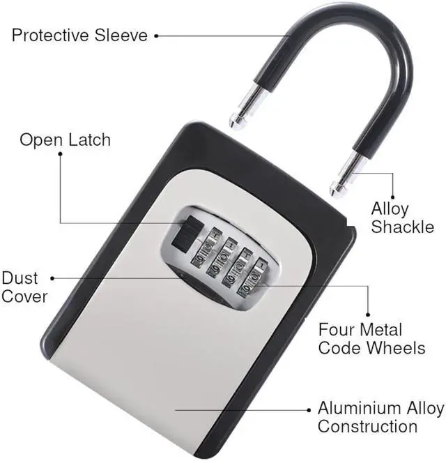 Alt view image 5 of 6 - Lock Box Over-the-knob Door Handle Security Safe 4-Digit Combo 6 Key Waterproof