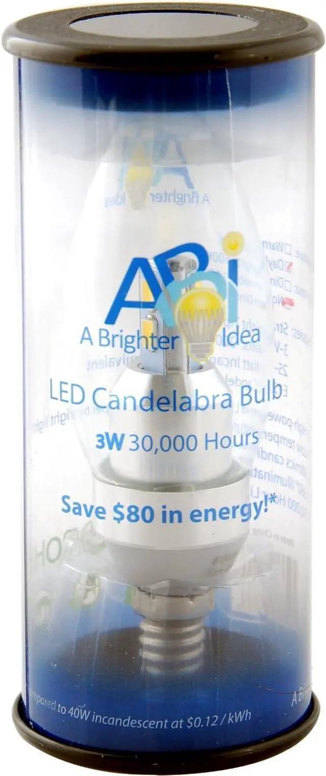 Alt view image 4 of 5 - 6pcs ABI 3W Warm White 2800K Candelabra LED Light Bulb E12 250lm Non-Dimmable