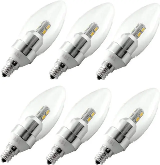 Main image of 6pcs ABI 3W Warm White 2800K Candelabra LED Light Bulb E12 250lm Non-Dimmable