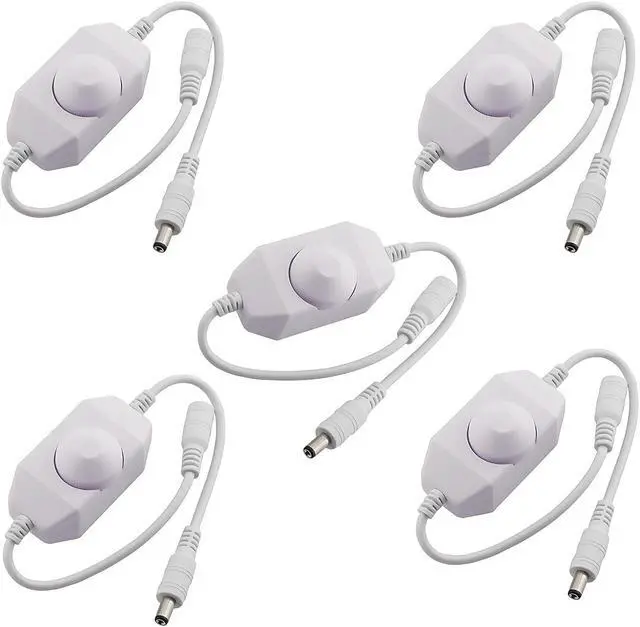Main image of Inline Manual Dimmer Switch for LED Strip Light, White 5 Pack