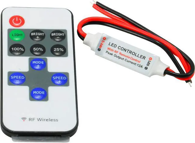 Main image of Mini RF Wireless Controller + Dimmer for Single Color LED Strip Light DC 12V 6A 5 Pack