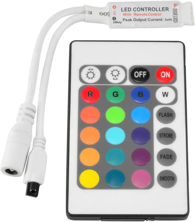 Alt view image 2 of 6 - ABI Inline IR Controller with 24 Key Remote for 12V RGB LED Strip Light 5 Pack