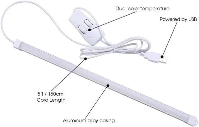 Alt view image 2 of 4 - JacobsParts LED Light Bar USB Under Cabinet Desk Lamp Warm & Daylight White