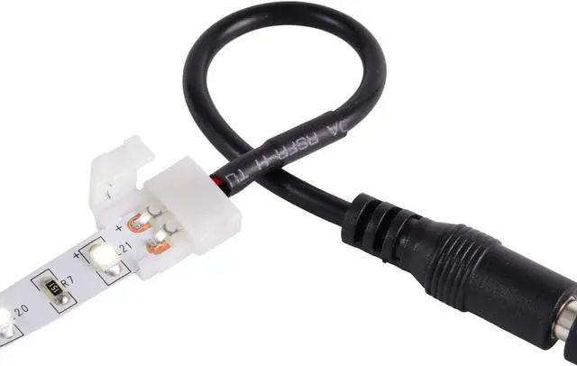Alt view image 3 of 3 - ABI Solderless Female Barrel 5.5mm x 2.1mm Power Connector for 8mm 3528 LED Strip Light (10-Pack)