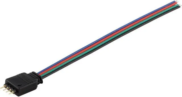 Main image of ABI 6" Bare Wire to 4-pin Male Connector Cable for RGB LED Strip Light (10-Pack)