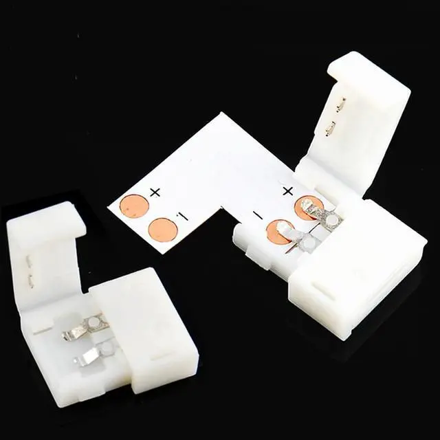 Alt view image 3 of 3 - 5x 8mm 90-Degree Right Angle L-Shape LED Strip Solderless Coupler Connector 3528