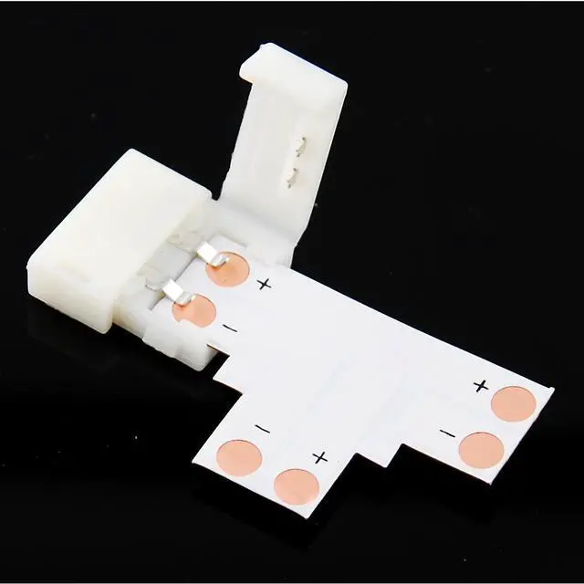 Alt view image 2 of 2 - 5-pack 10mm T-shaped Solderless Splitter Coupler Connector for 5050 LED Strip