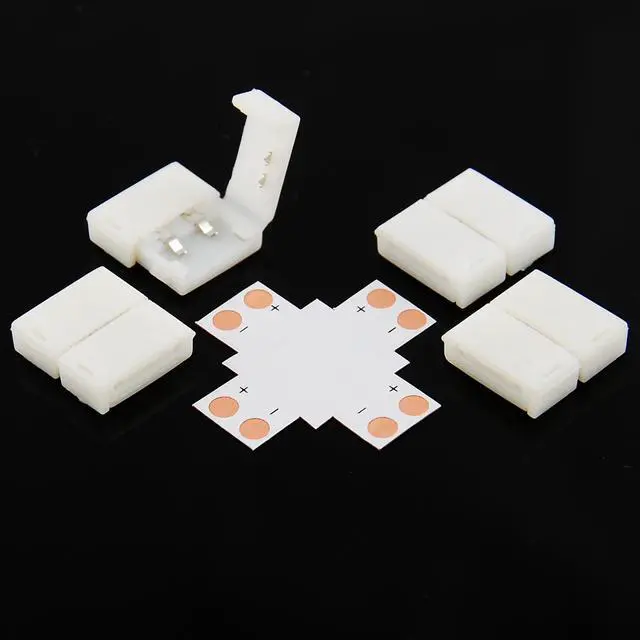 Main image of 10-mm Plus-Shaped 4-way Solderless Connector Splitter for 5050 LED Strip Light 5x