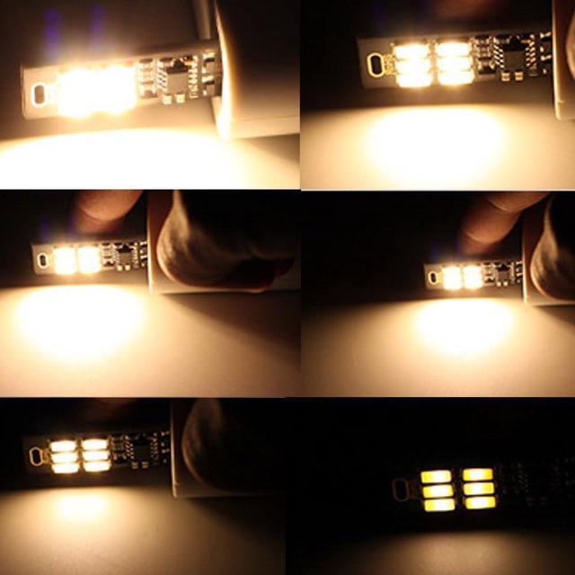 Alt view image 3 of 3 - 5pcs 6-LED USB Portable Keychain Lamp with Touch Dimming 1W Warm White 3000K
