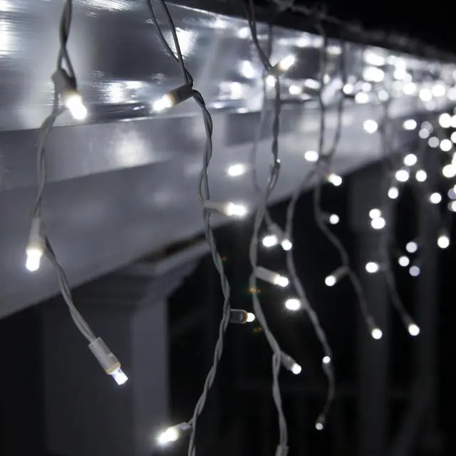 Main image of Icicle Curtain 200 LED String Fairy Christmas Lights Outdoor Daylight White Xmas