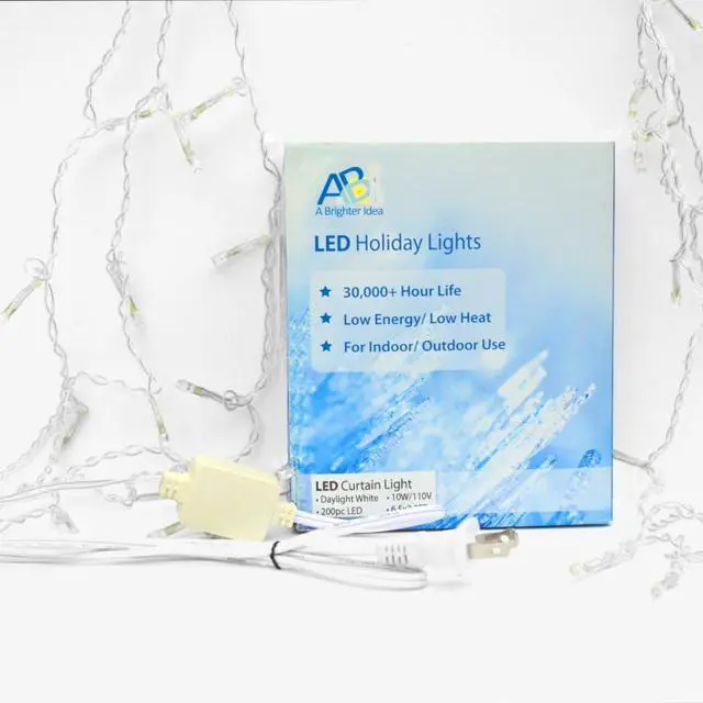 Alt view image 5 of 6 - Icicle Curtain 200 LED String Fairy Christmas Lights Outdoor Daylight White Xmas