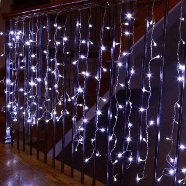 Alt view image 6 of 6 - Icicle Curtain 200 LED String Fairy Christmas Lights Outdoor Daylight White Xmas