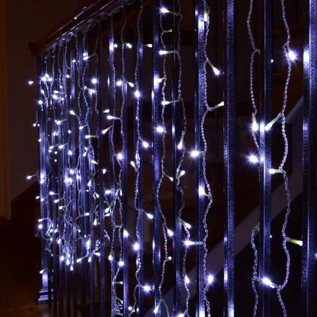Alt view image 3 of 6 - Icicle Curtain 200 LED String Fairy Christmas Lights Outdoor Daylight White Xmas