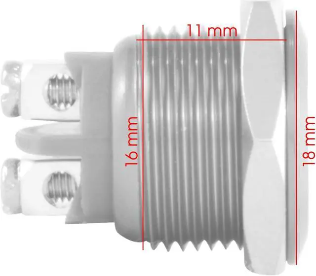 Alt view image 3 of 3 - JacobsParts Momentary Pushbutton Starter Switch Circular Stainless Steel Metal Silver fits 5/8" (16mm) Diameter Panel Cutout Hole