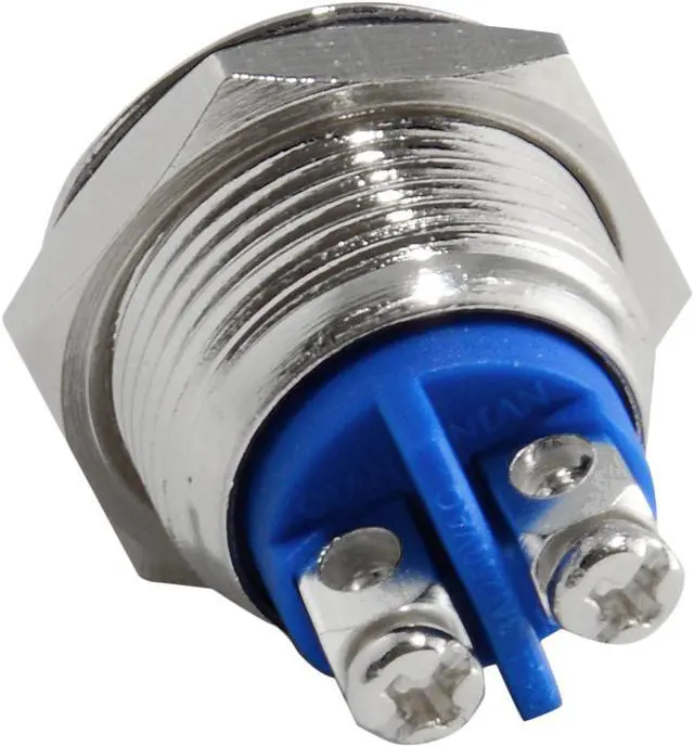 Alt view image 2 of 3 - JacobsParts Momentary Pushbutton Starter Switch Circular Stainless Steel Metal Silver fits 5/8" (16mm) Diameter Panel Cutout Hole