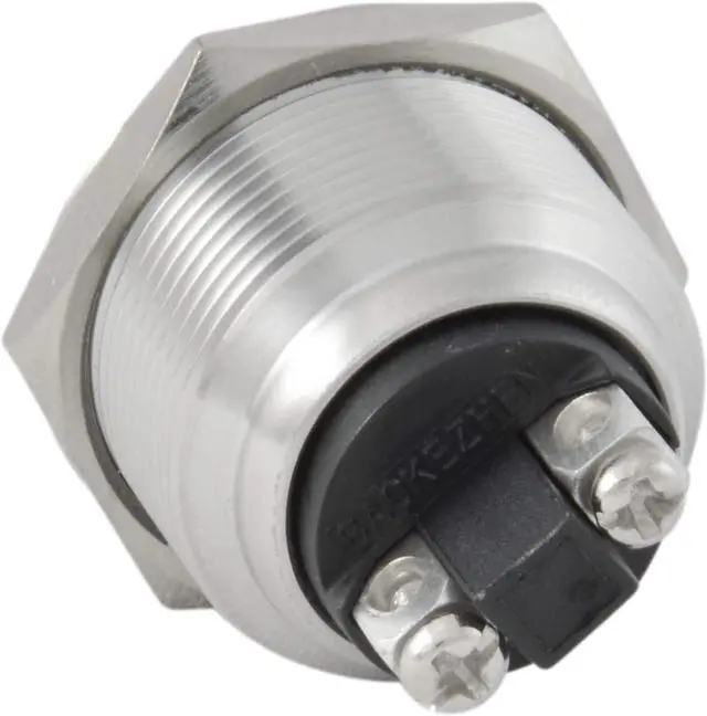 Alt view image 2 of 3 - JacobsParts Momentary Pushbutton Starter Switch Circular Stainless Steel Metal Silver fits 5/8" (22mm) Diameter Panel Cutout Hole