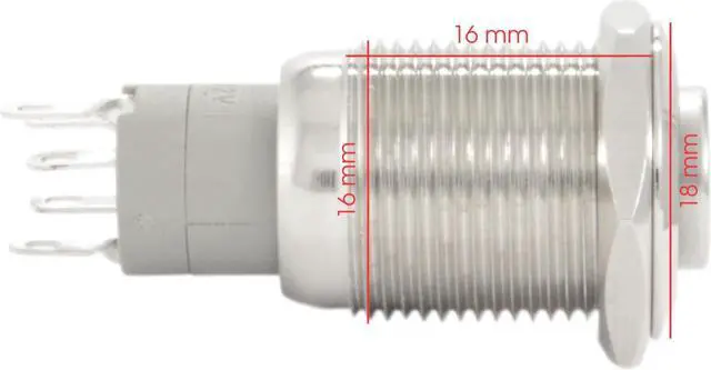 Alt view image 3 of 5 - 16mm Latching Push Button Power Switch Stainless Steel w/ Blue LED Waterproof