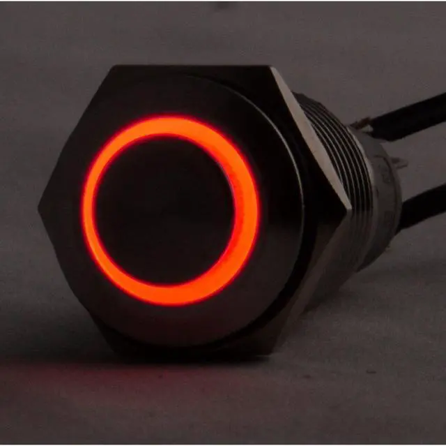 Alt view image 2 of 5 - 16mm Latching Push Button Power Switch Stainless Steel w/ Red LED Waterproof