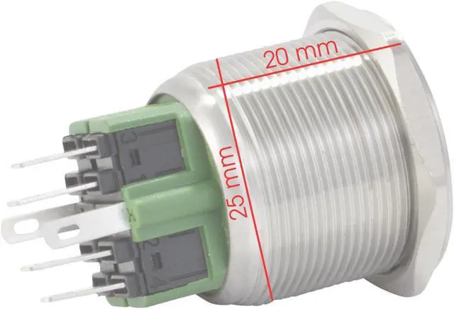 Alt view image 2 of 4 - 25mm Latching Push Button Power Switch Stainless Steel w/ Blue LED Waterproof