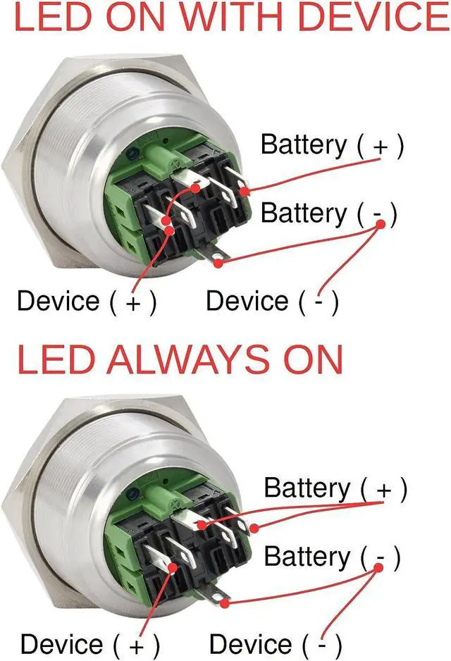 Alt view image 3 of 4 - 25mm Latching Push Button Power Switch Stainless Steel w/ Blue LED Waterproof