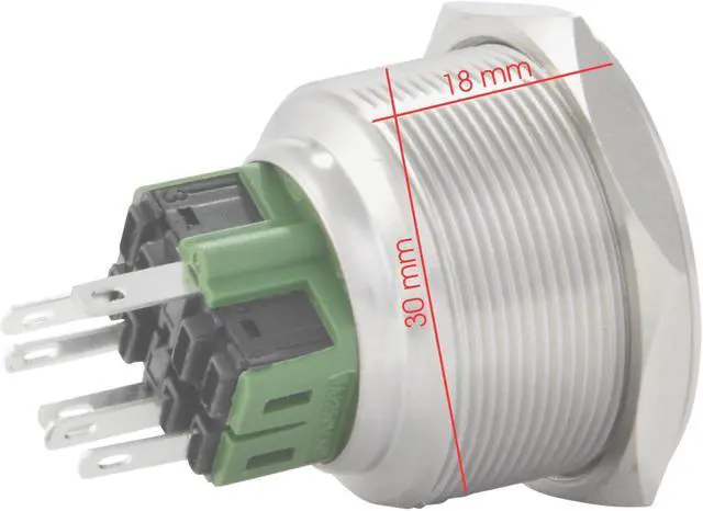 Alt view image 2 of 4 - 30mm Latching Push Button Power Switch Stainless Steel w/ Blue LED Waterproof