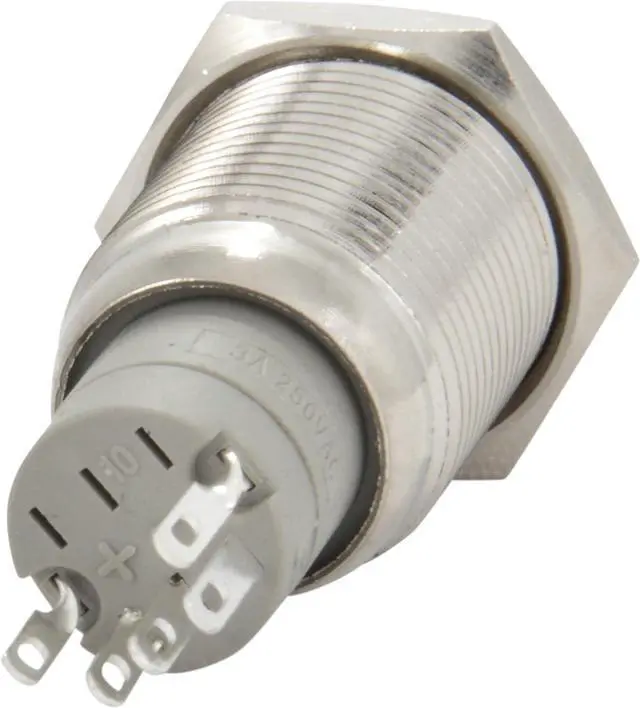 Alt view image 4 of 5 - 16mm 12V Latching Push Button Power Switch Stainless Steel Green LED Waterproof