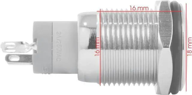 Alt view image 3 of 6 - 16mm 12V Latching Push Button Power Switch Stainless Steel White LED Waterproof