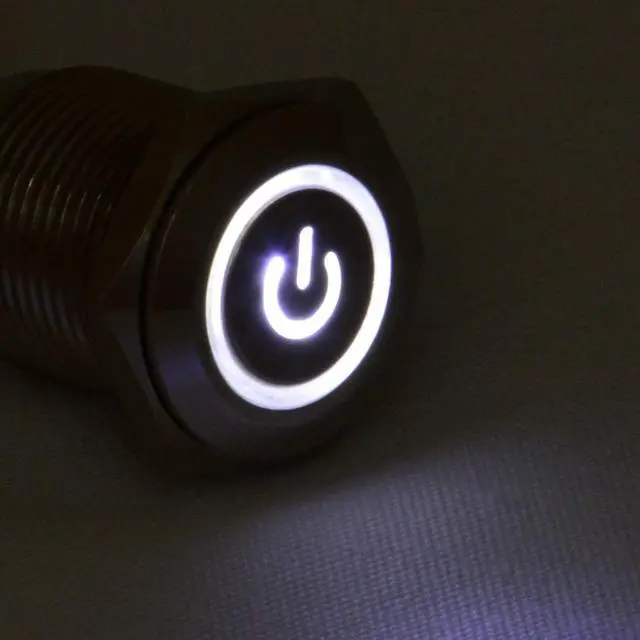 Alt view image 4 of 6 - 16mm 12V Latching Push Button Power Switch Stainless Steel White LED Waterproof