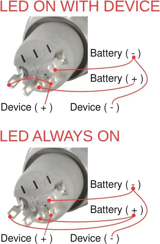Alt view image 6 of 6 - 16mm 12V Latching Push Button Power Switch Stainless Steel White LED Waterproof