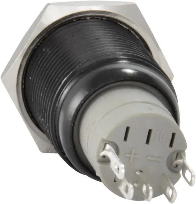 Alt view image 4 of 5 - 16mm 12V Latching Push Button Power Switch Black Metal Green LED Waterproof