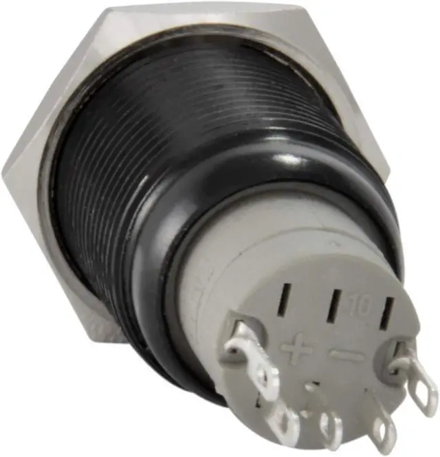 Alt view image 4 of 6 - 16mm 12V LED Momentary Push Button Black Metal Power Switch, Blue