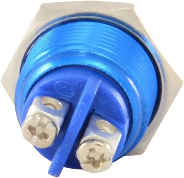 Alt view image 2 of 3 - 16mm Flush Mounted Momentary Blue Aluminium Round Push Button Switch