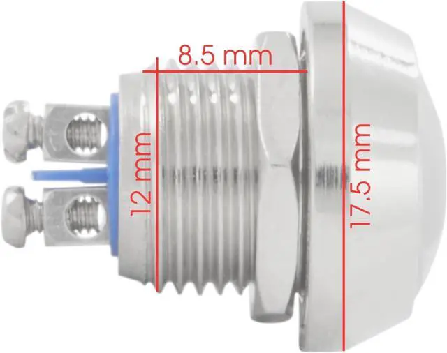 Alt view image 2 of 4 - JacobsParts 12mm Stainless Steel Momentary Push Button Switch