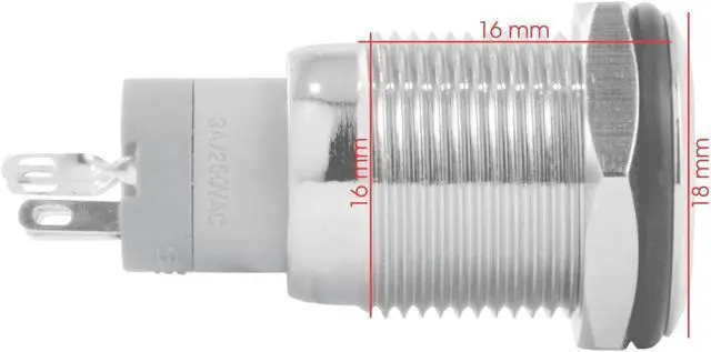 Alt view image 3 of 5 - 16mm 12V Momentary Push Button Power Switch Stainless Steel Green LED Waterproof