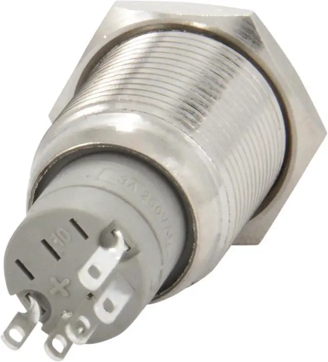 Alt view image 4 of 6 - 16mm 12V Momentary Push Button Power Switch Stainless Steel White LED Waterproof