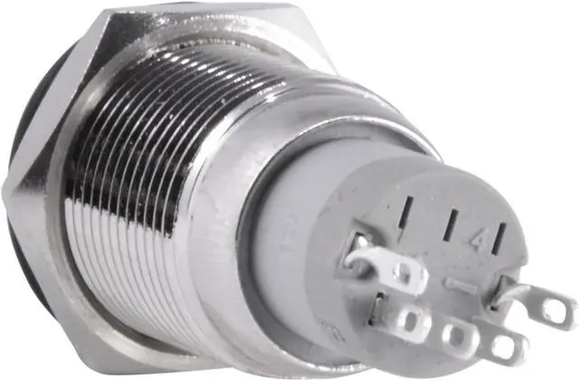Alt view image 4 of 5 - JacobsParts Momentary Pushbutton Starter Switch Stainless Steel Silver with Blue LED fits 5/8" (16mm) Diameter Panel Cutout Hole